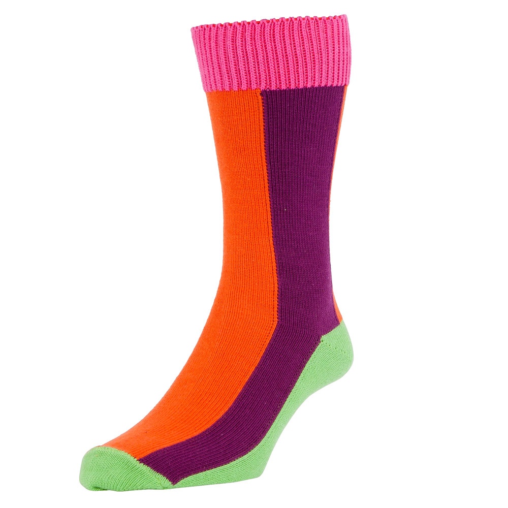 HJ Hall Fuchsia Pink & Multi Coloured Vertical Striped Men's Socks from ...